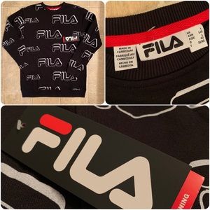 🔥 RARE Fila Allover Print Crew Sweater